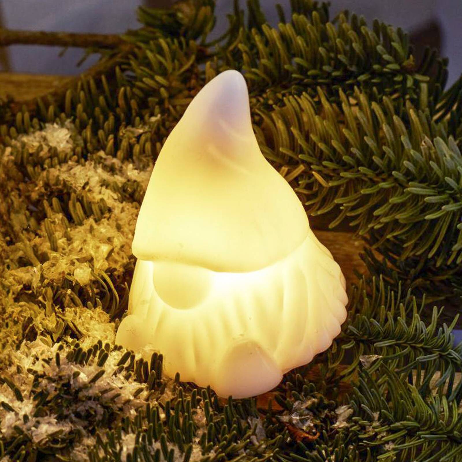 LED dekoratívna figúrka Coco, biela, výška 13 cm, vosk, napájanie batériami