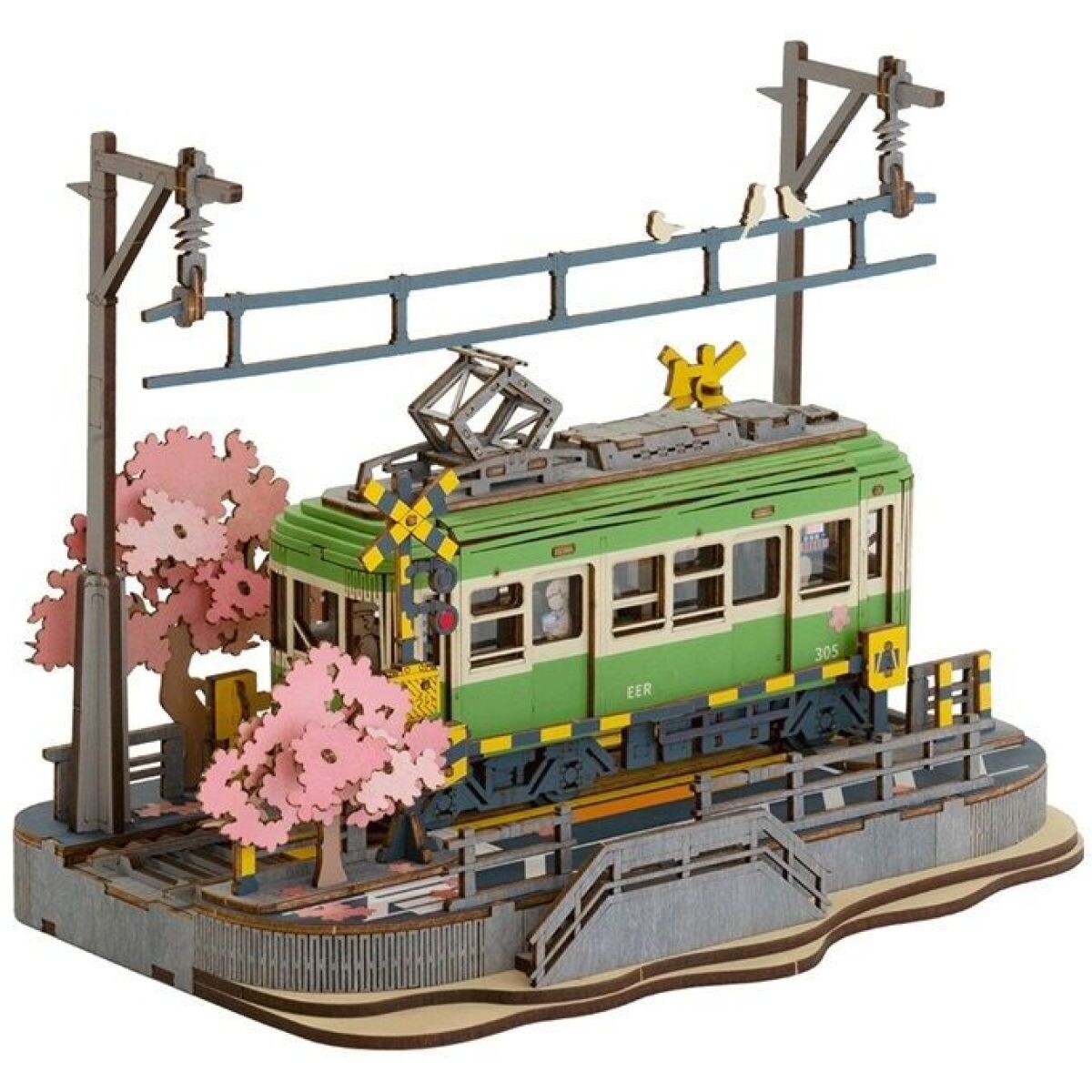 RoboTime 3D drevená skladačka Stanica so sakurami