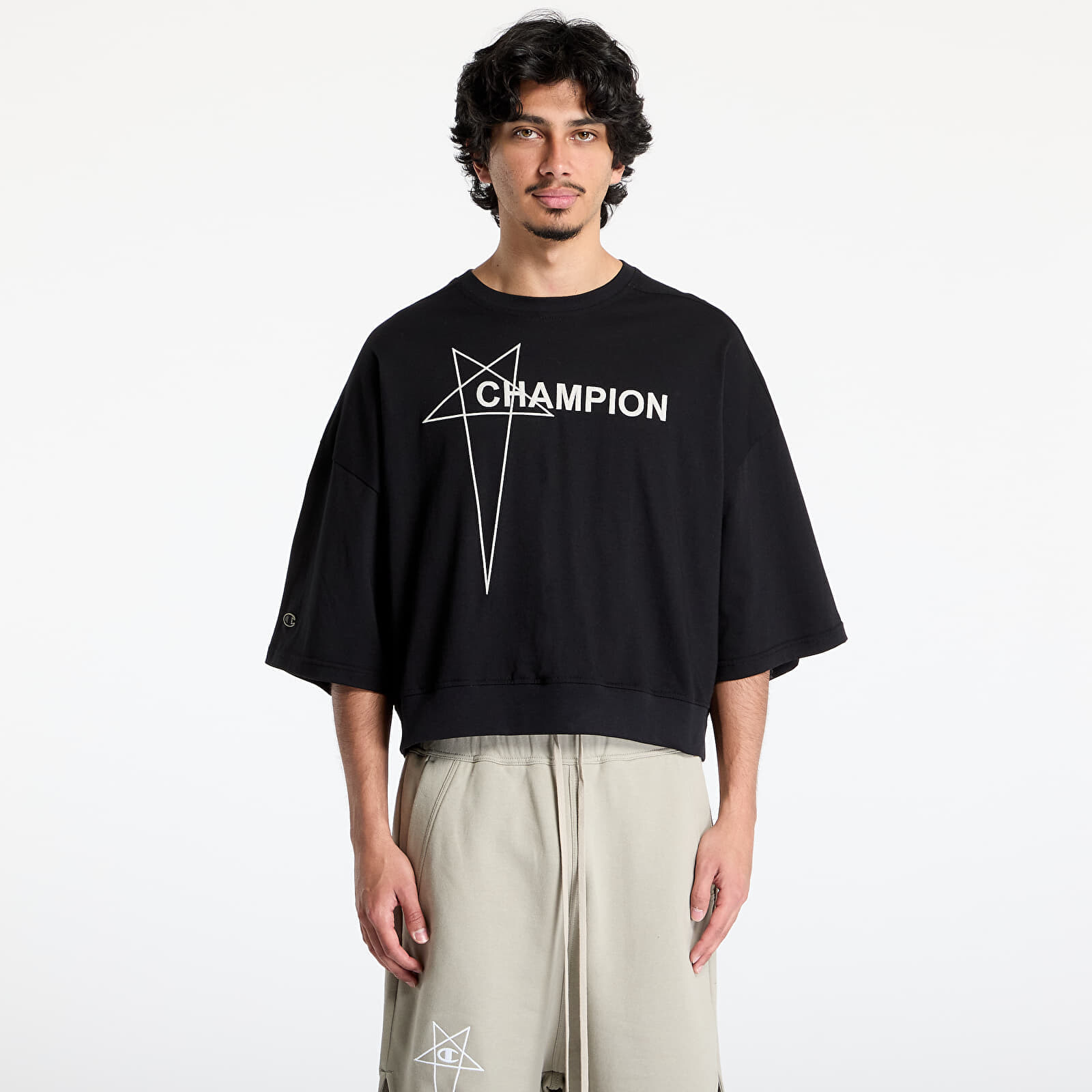 Tričko Rick Owens DRKSHDW x Champion Tommy Cropped Tee Black L