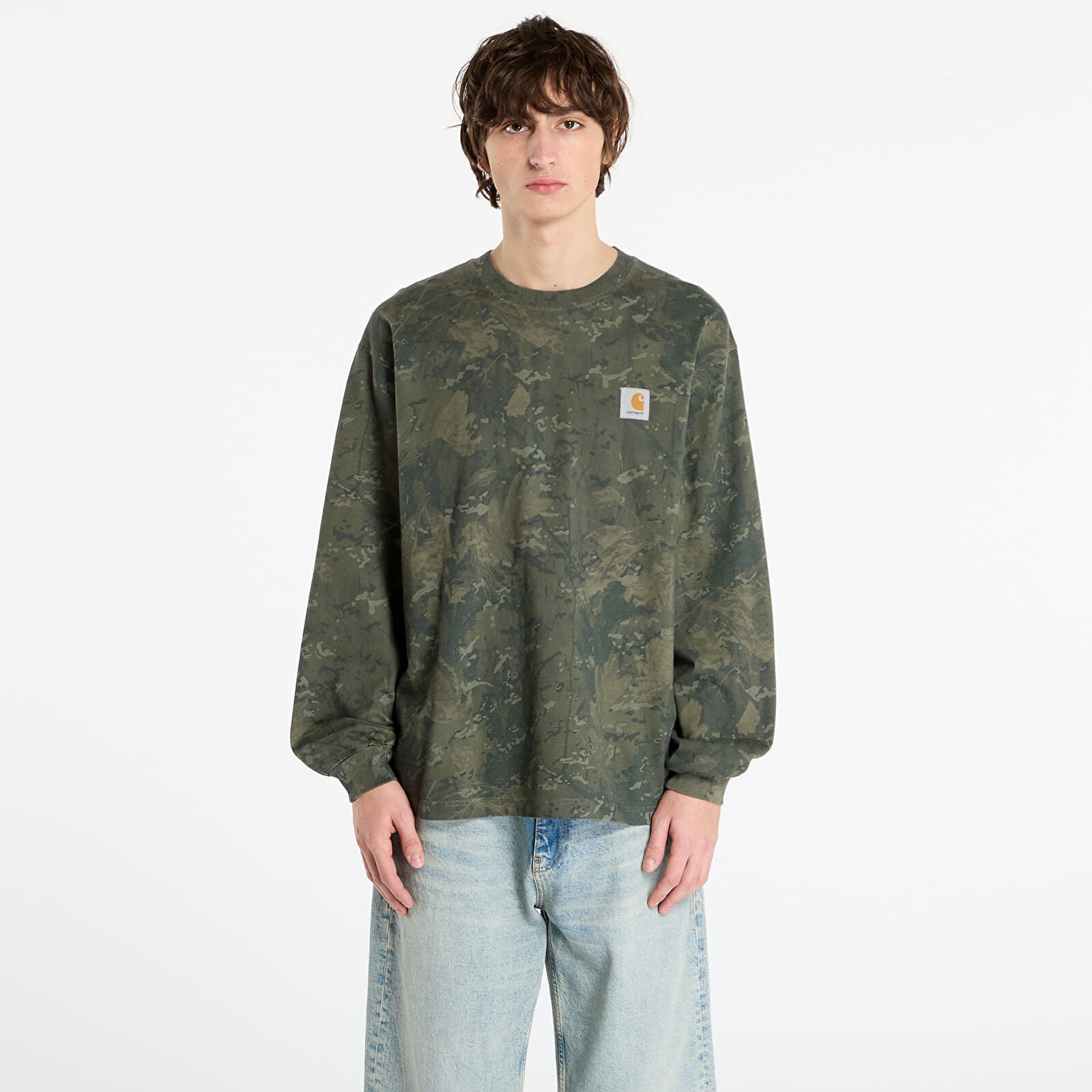 Tričko Carhartt WIP L/S Camo Combi T-Shirt UNISEX Camo Combi/ Green/ Olive Garment Dyed XL