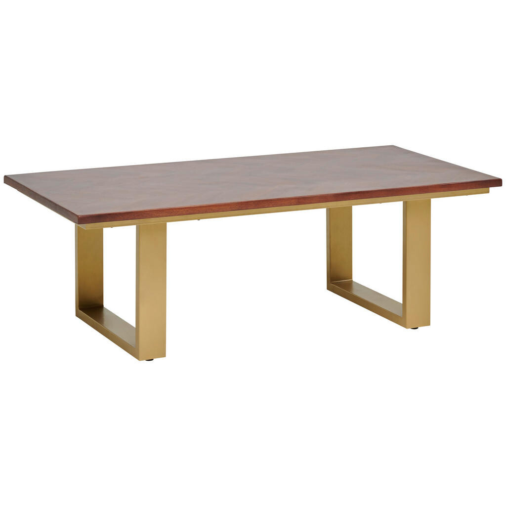 MID.YOU KONFERENČNÝ STOLÍK, zlatá, farba vlašského orecha, drevo, kov, 120/40/60 cm