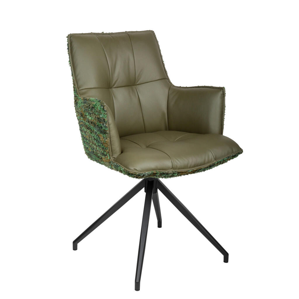 Novel STOLIČKA S PODRÚČKAMI, železo, žakár, mikrovlákno, zelená, čierna