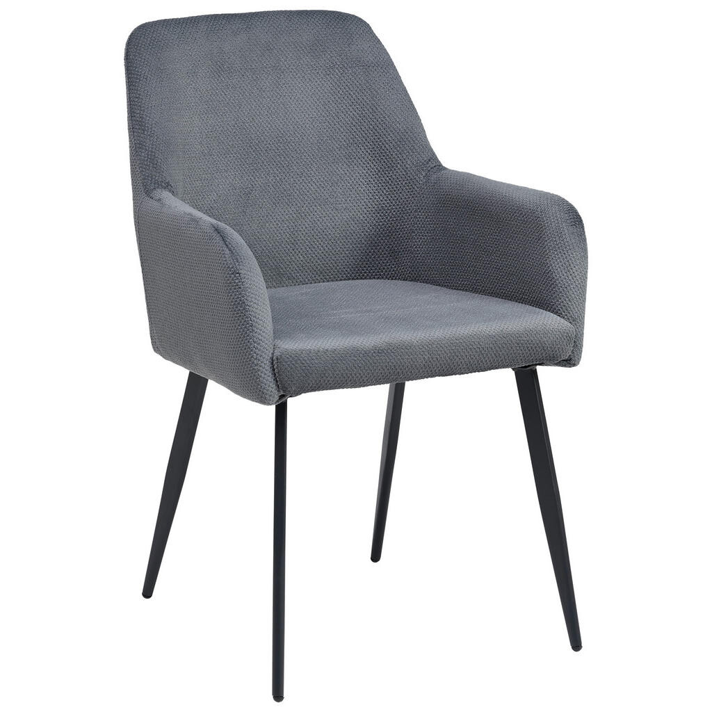 MID.YOU STOLIČKA S PODRÚČKAMI, železo, tkaná textília, sivá, čierna