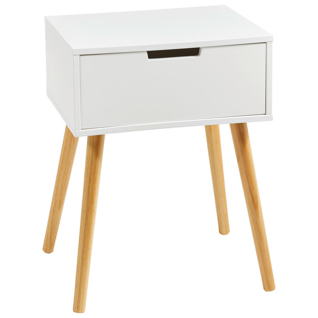 Xora NOČNÝ STOLÍK, borovica, prírodná farba, biela,