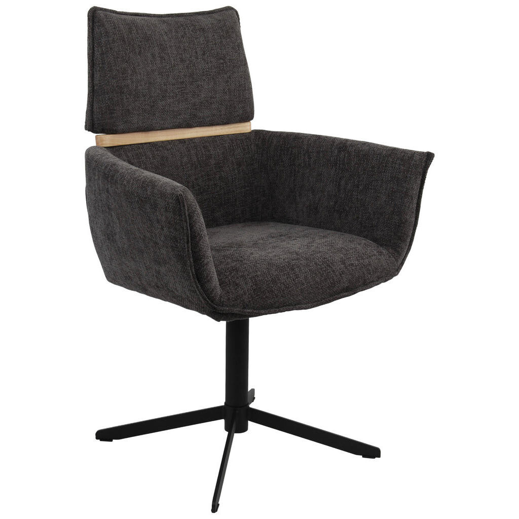 MID.YOU STOLIČKA S PODRÚČKAMI, železo, tkaná textília, tmavosivá