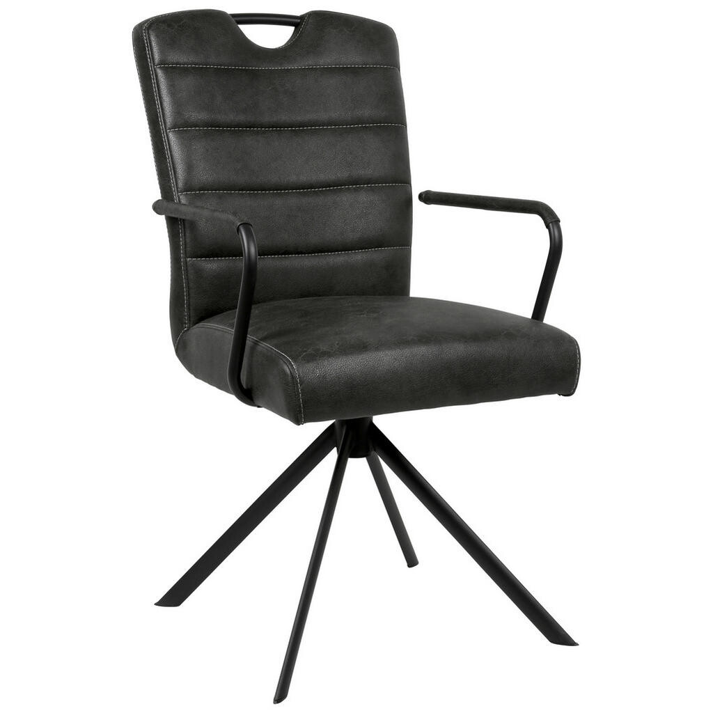 Ambia Home STOLIČKA S PODRÚČKAMI, mikrovlákno, čierna