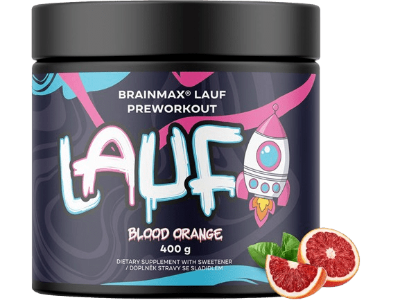 BRAINMAX LAUF Preworkout s kofeinom červený pomaranč 400 g