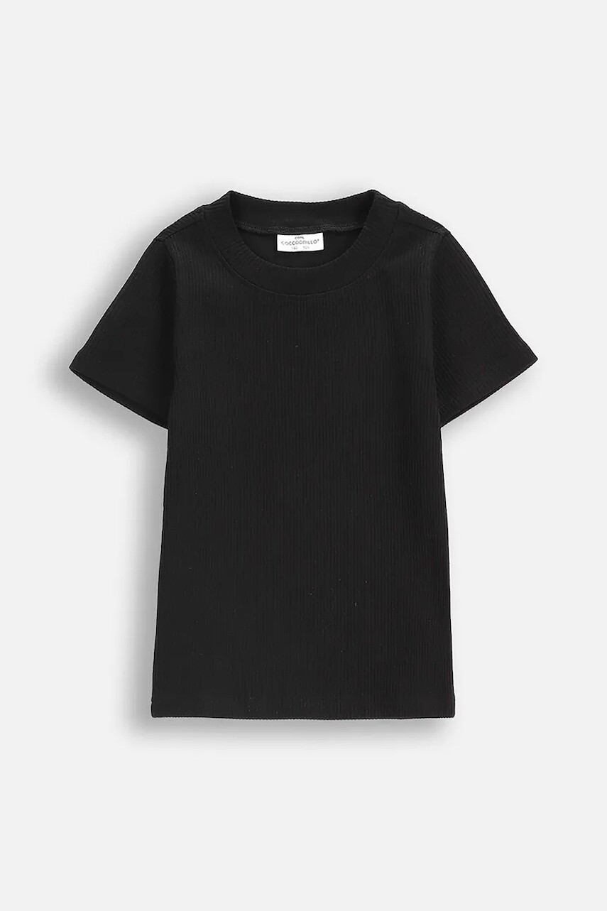 Detské bavlnené tričko Coccodrillo čierna farba, RAVE GIRL JUNIOR