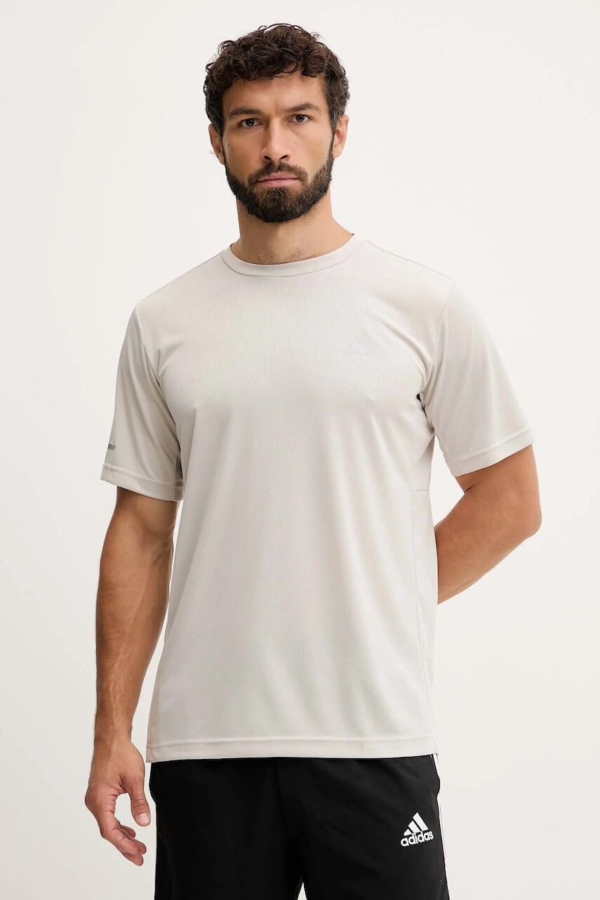Tričko adidas Performance Training Essentials Holiday pánske, béžová farba, jednofarebné, JZ4162