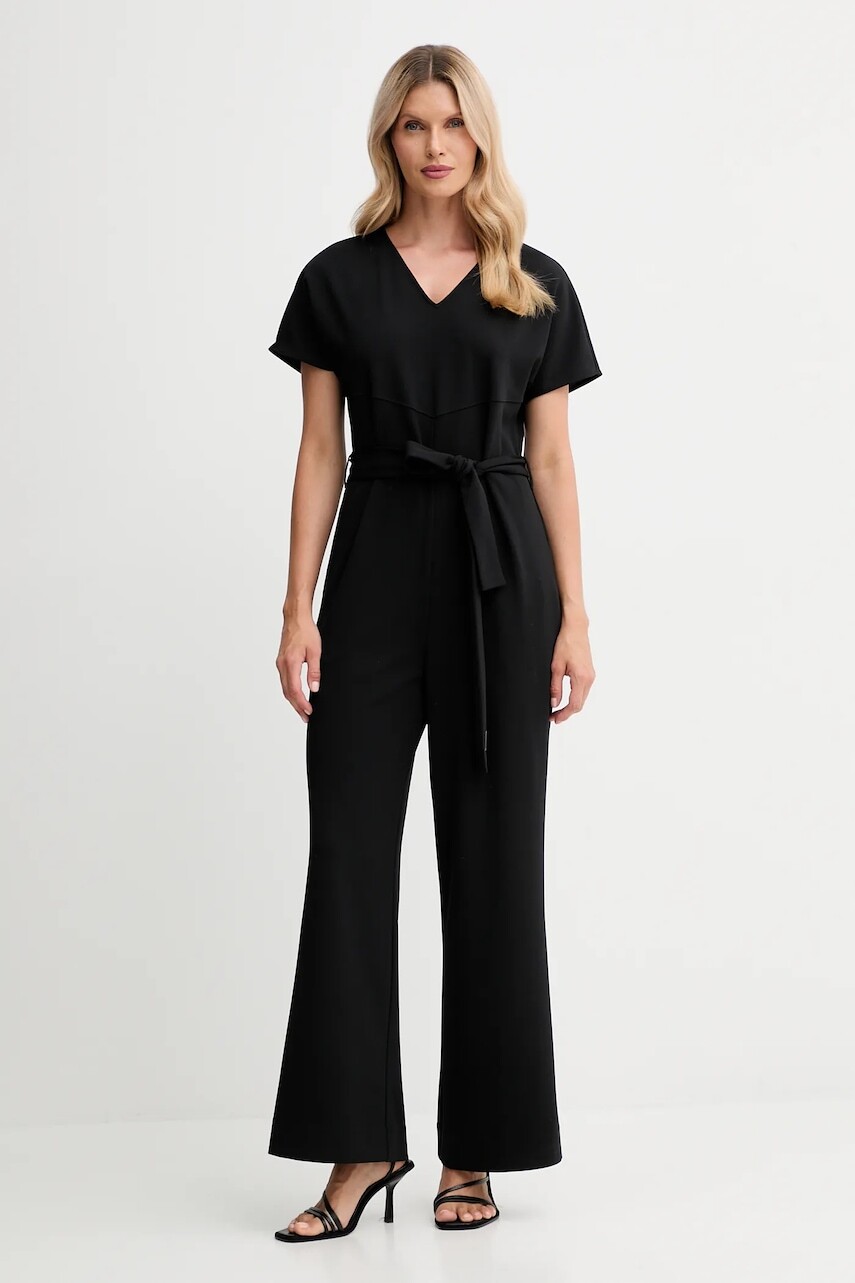 Overal Calvin Klein čierna farba, v výstrih, LV044D065G