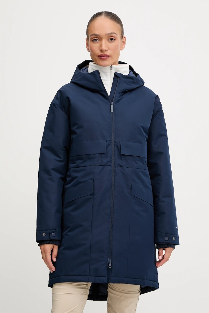 Páperová športová bunda Columbia Juniper tmavomodrá farba, 2134882