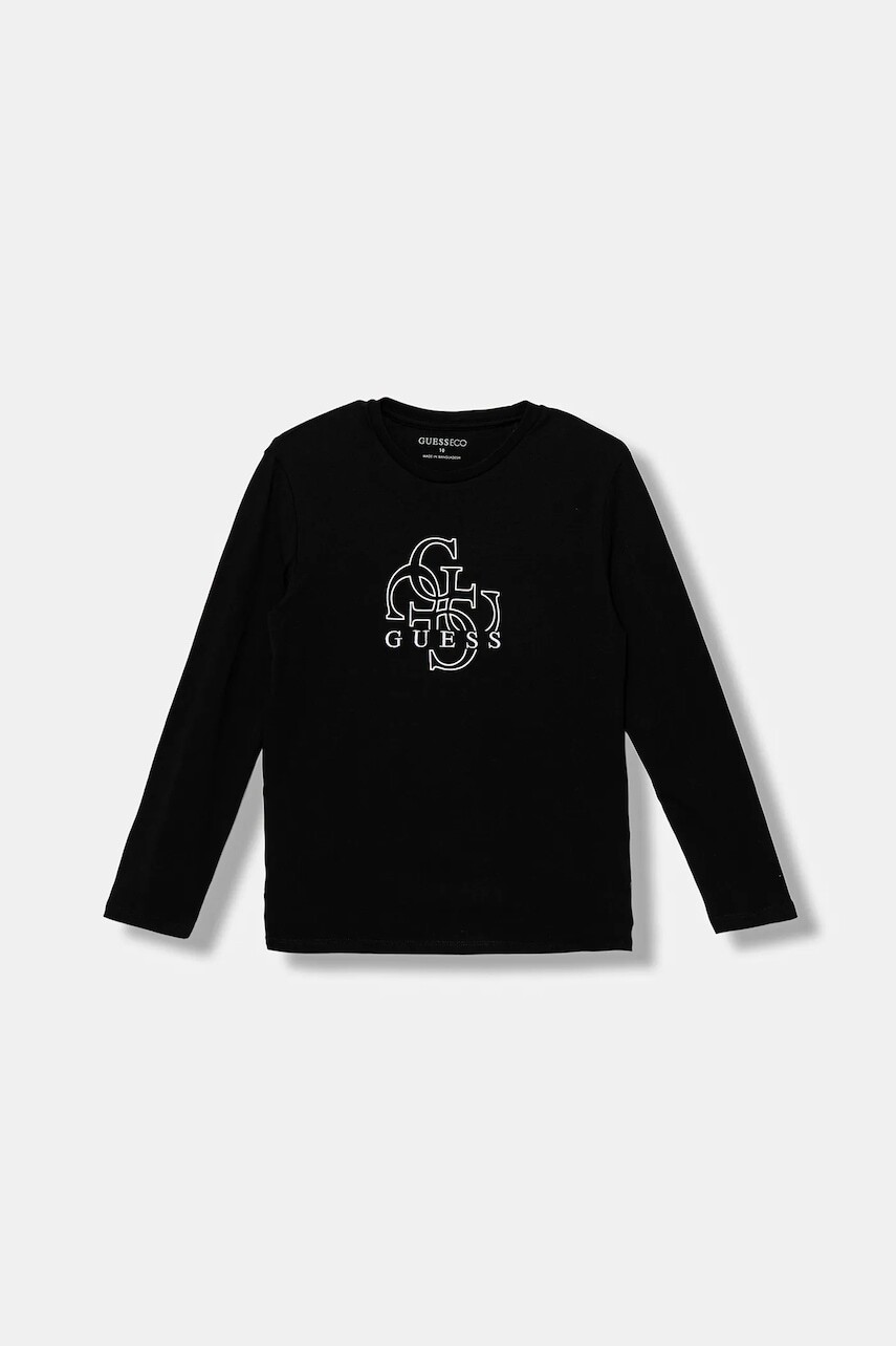 Detská bavlnená košeľa s dlhým rukávom Guess čierna farba, vzorovaná, L5BI39 I3Z14