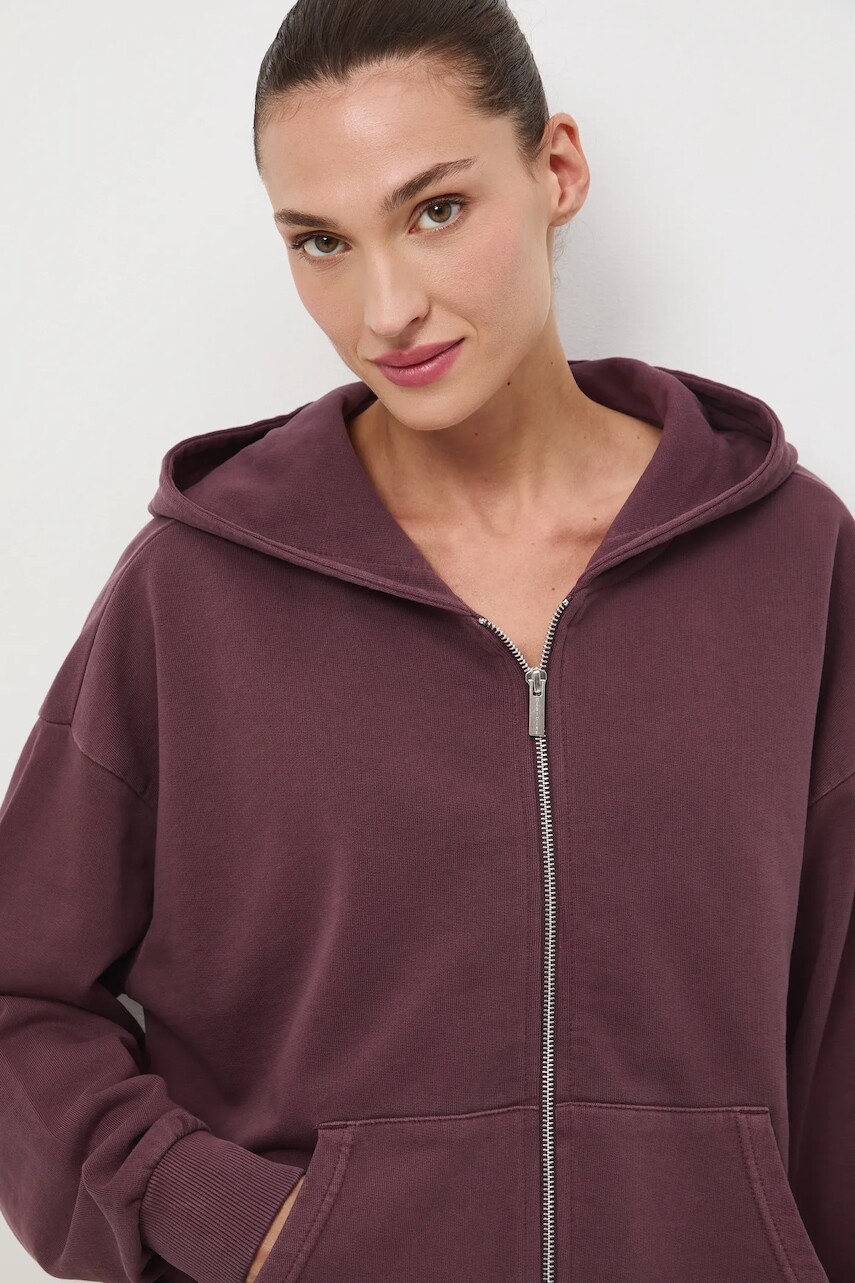 Bavlnená mikina Medicine fialová farba, s kapucňou, jednofarebná