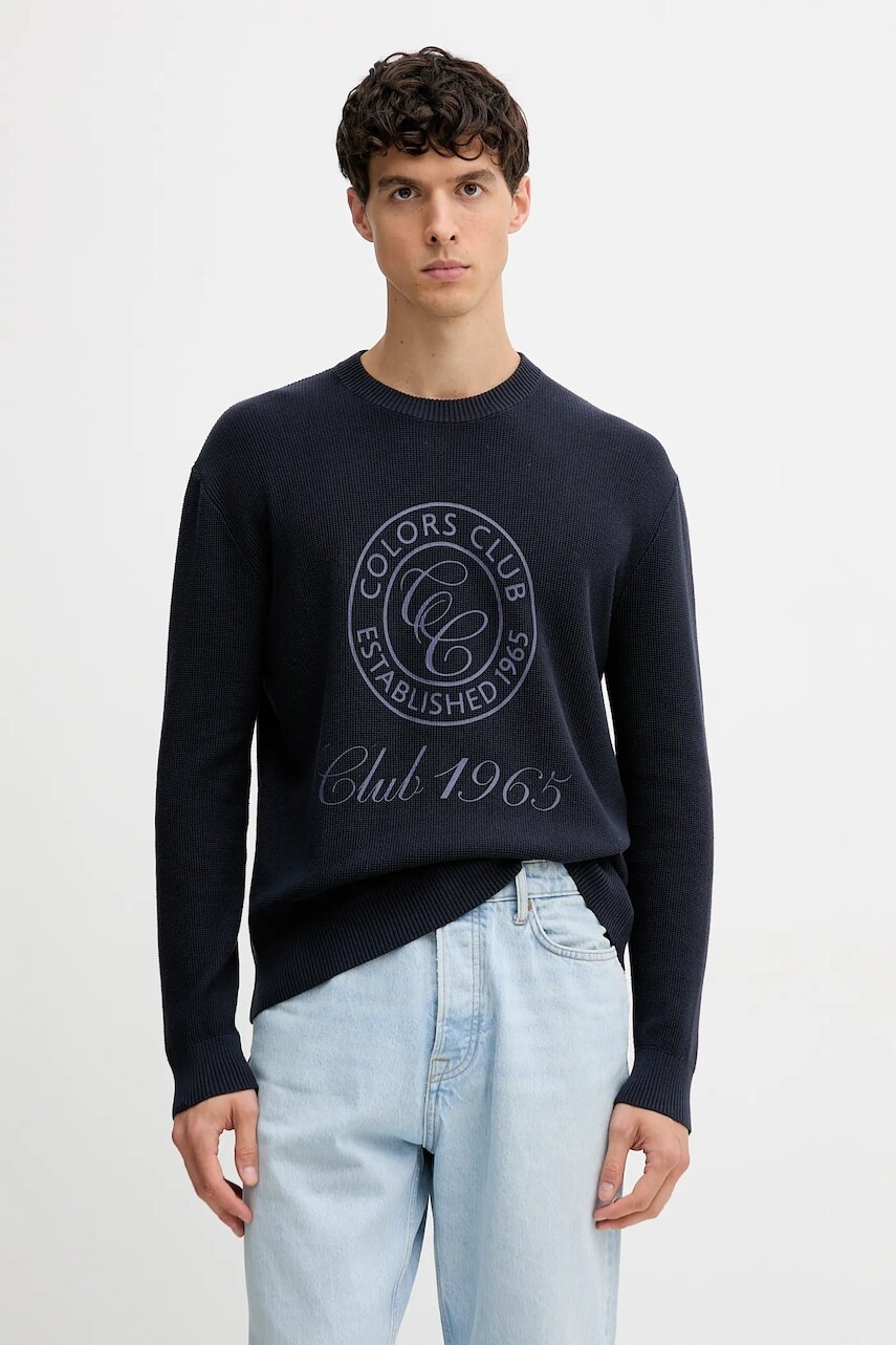 Bavlnený sveter United Colors of Benetton tmavomodrá farba, ľahké, 10C1K10AI