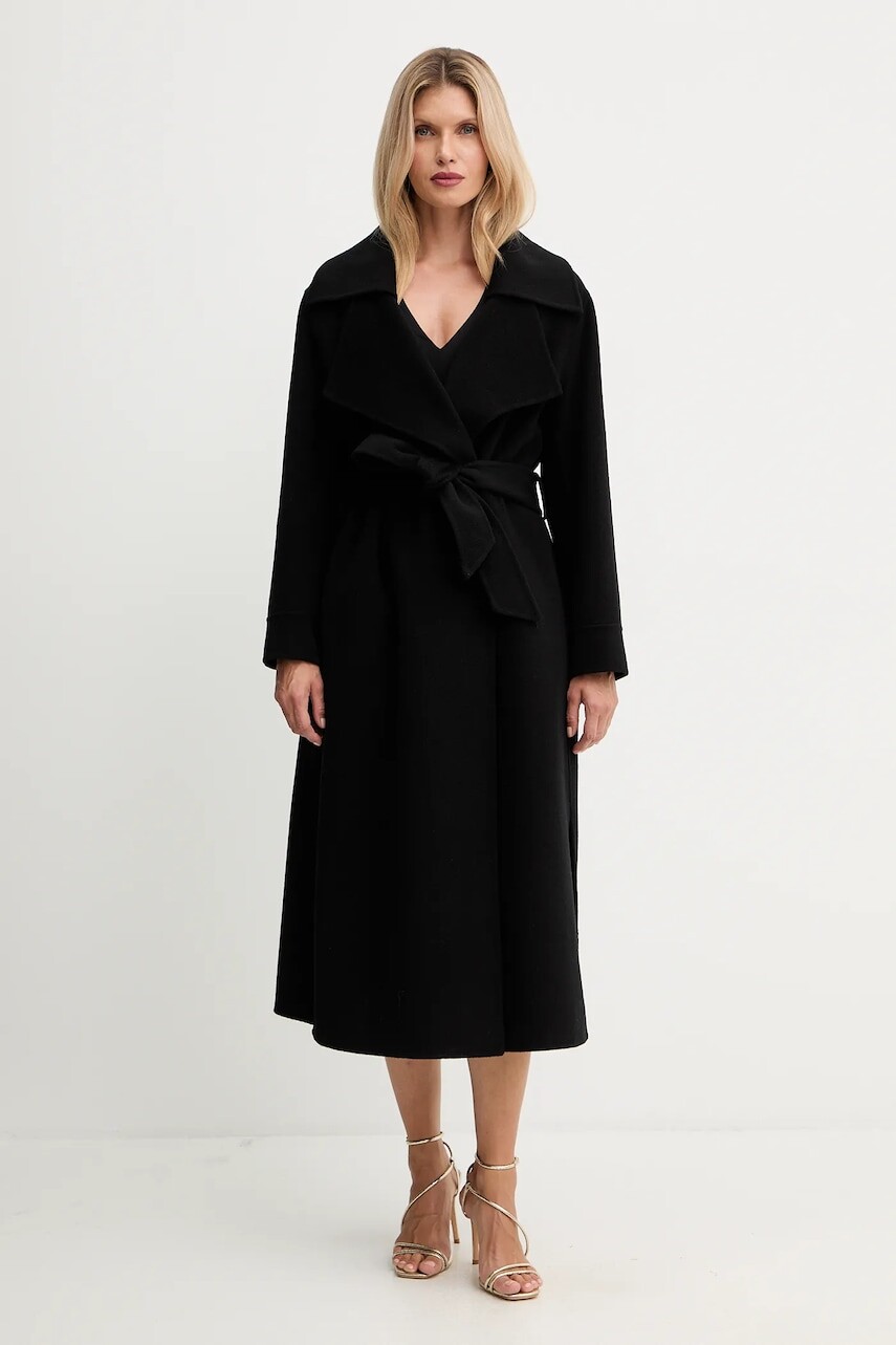 Vlnený kabát Simona Corsellini čierna farba, A25CPCPV0101