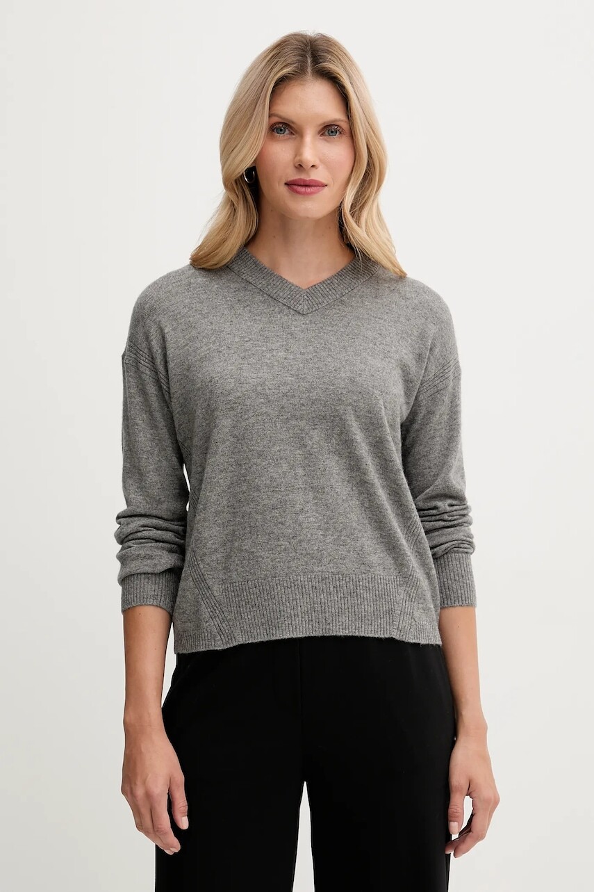 Sveter s prímesou vlny United Colors of Benetton šedá farba, ľahké, 102HD4032