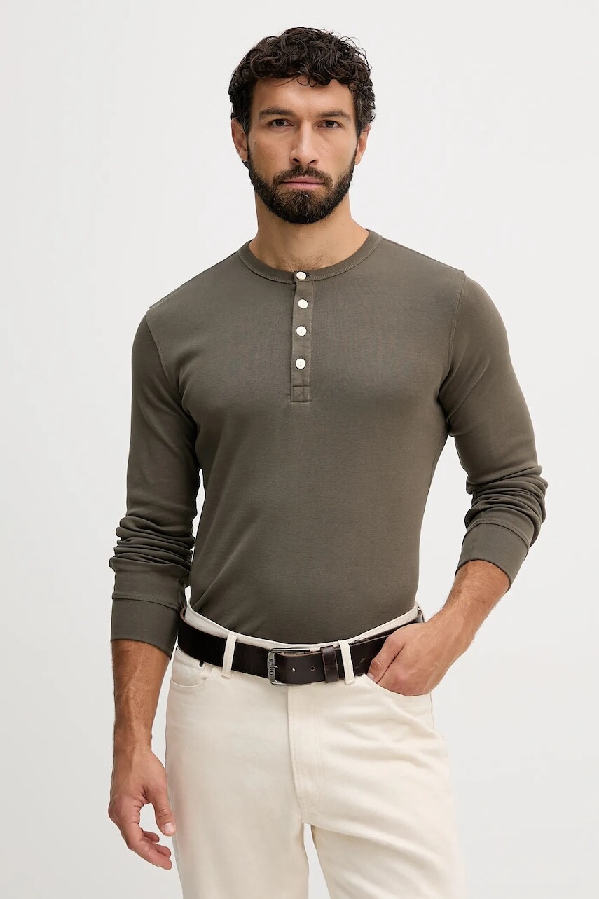 Bavlnené tričko s dlhým rukávom Lindbergh zelená farba, jednofarebná, 30.420095