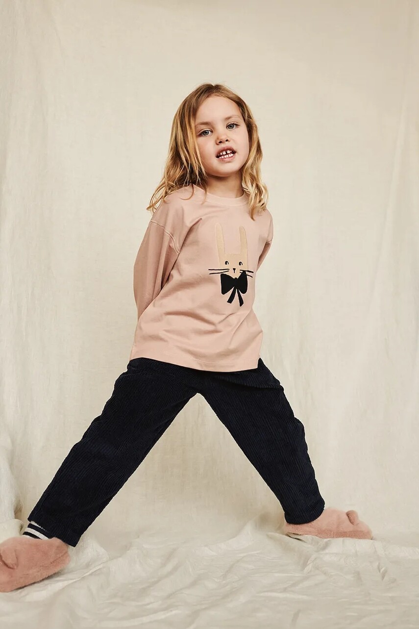 Detská bavlnená košeľa s dlhým rukávom Liewood Apia Placement Longsleeve T-shirt ružová farba, LW20675