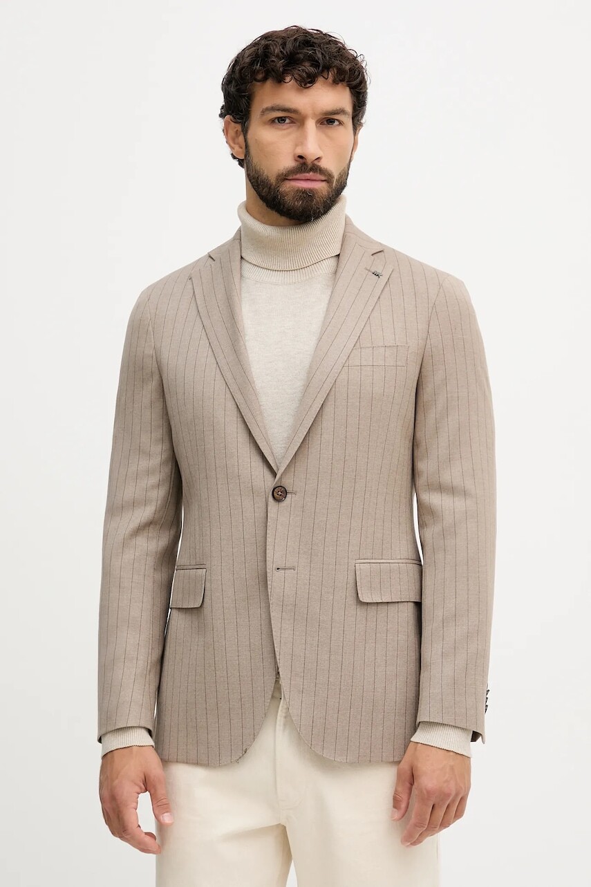 Bunda s prímesou vlny Michael Kors béžová farba, MK0SB01141