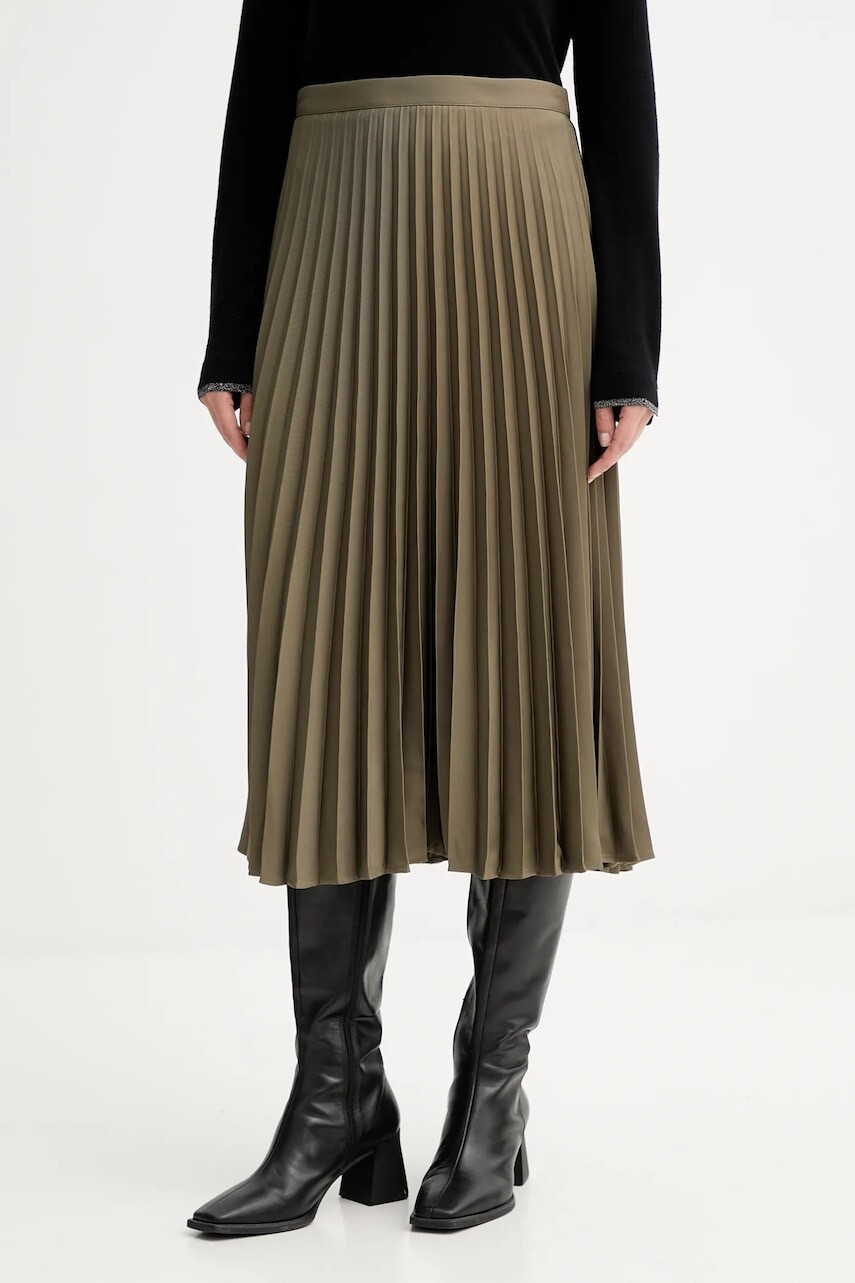 Sukňa Marc O'Polo zelená farba, midi, áčkový strih, 5000007059