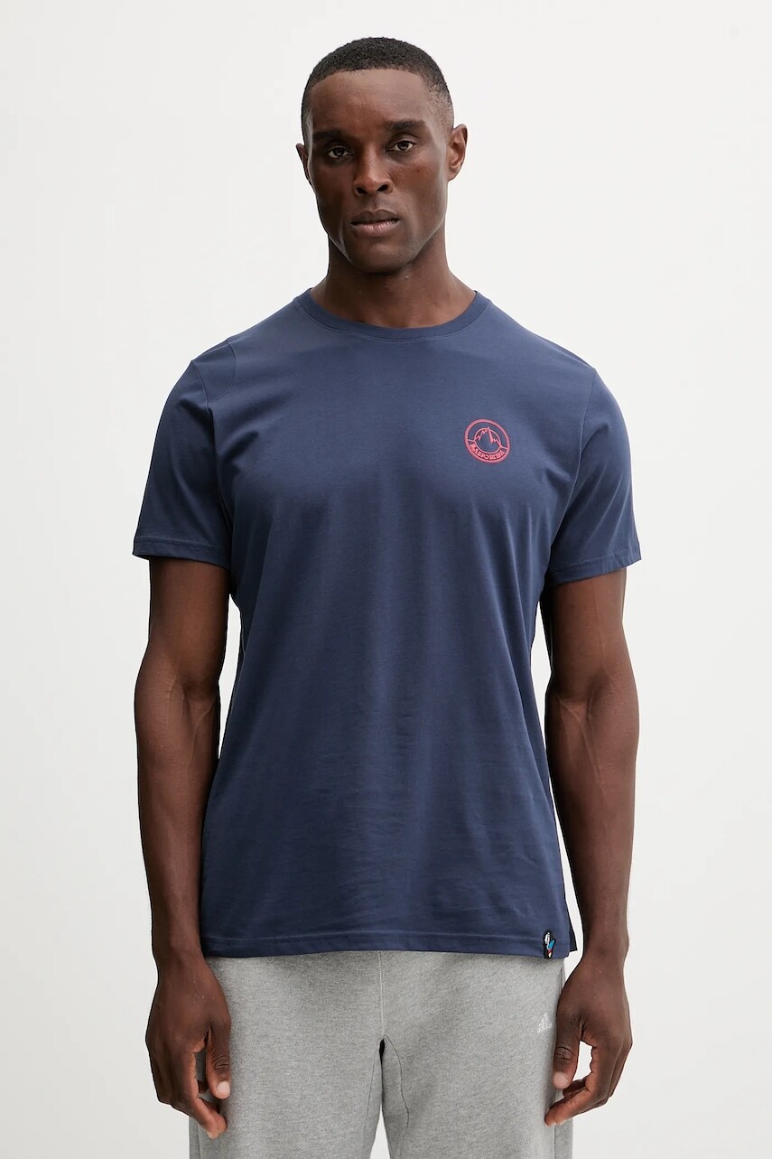 Bavlnené tričko LA Sportiva Circle Logo pánske, tmavomodrá farba, s potlačou, ZACT189