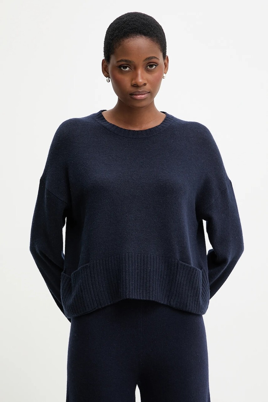 Sveter s prímesou vlny United Colors of Benetton tmavomodrá farba, ľahký, 126WD10E4