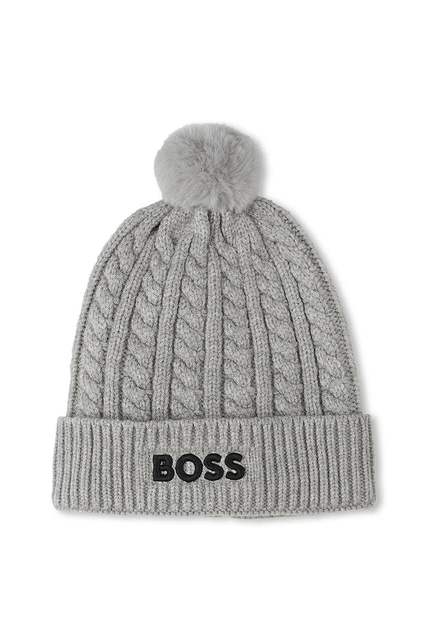 Detská čiapka BOSS šedá farba, J52697