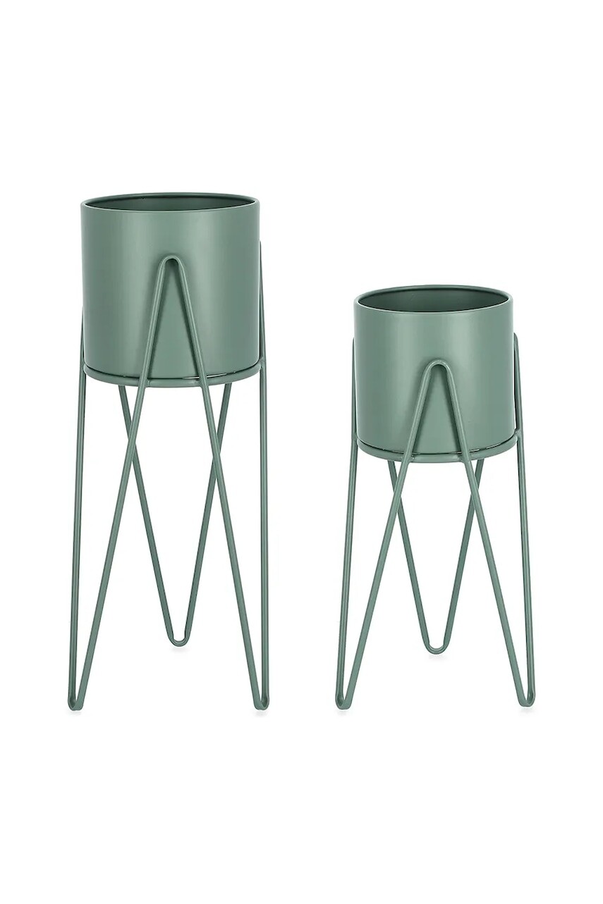 Sada kvetináčov so stojanom Bizzotto Madelyn 2-pak zelená farba