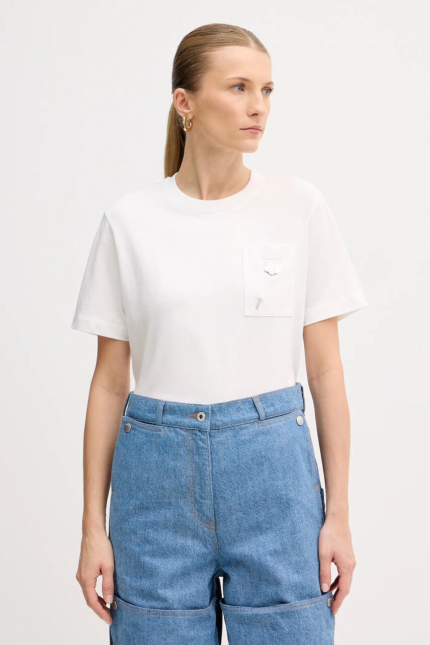 Bavlnené tričko Kenzo dámske, biela farba, FF52TS1504SG.02