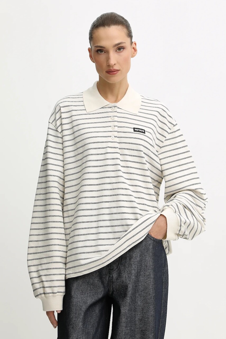 Tričko s dlhým rukávom Rotate béžová farba, 115641858