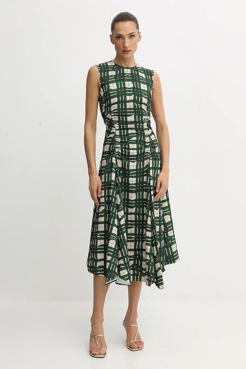 Šaty Stine Goya 0 zelená farba, midi, áčkový strih, SG-AW25-D162-2429