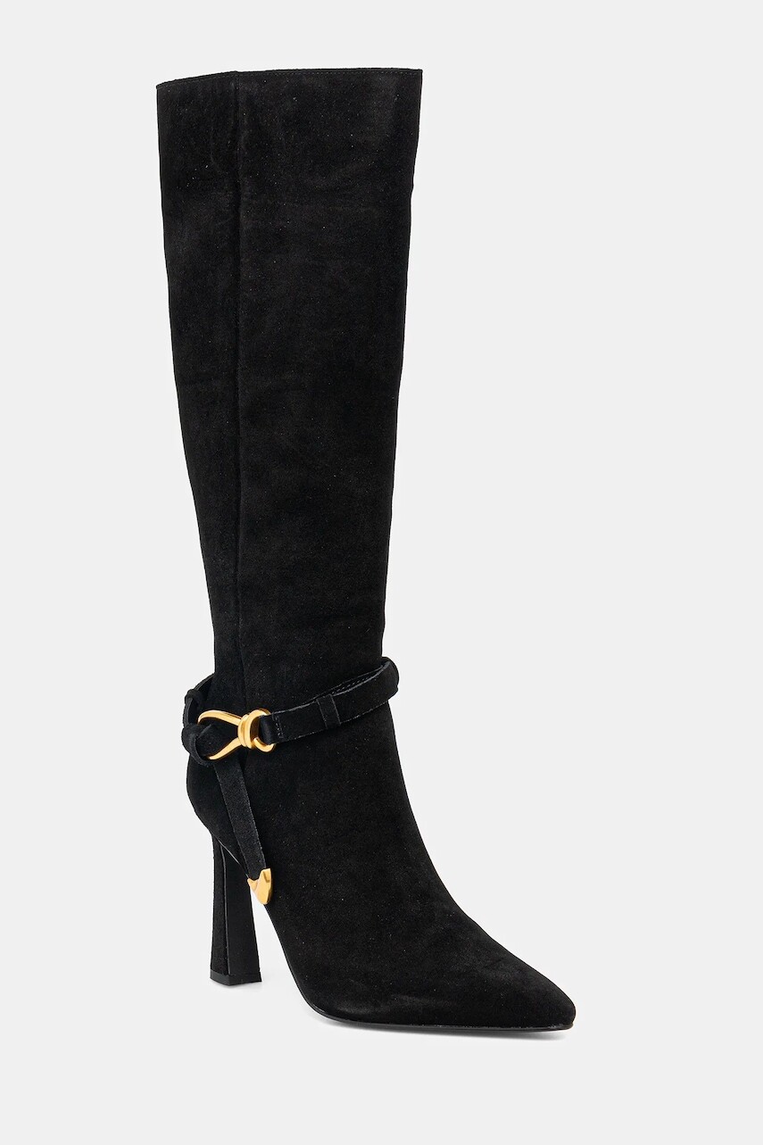 Semišové čižmy Steve Madden Sirrens čierna farba, na podpätku, 11004776