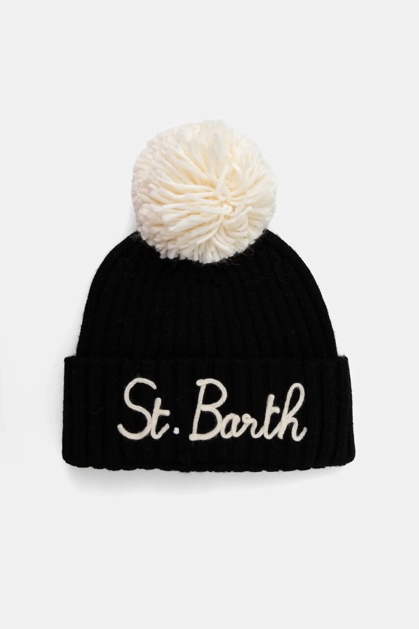 Čiapka s prímesou vlny MC2 Saint Barth čierna farba, WENG003