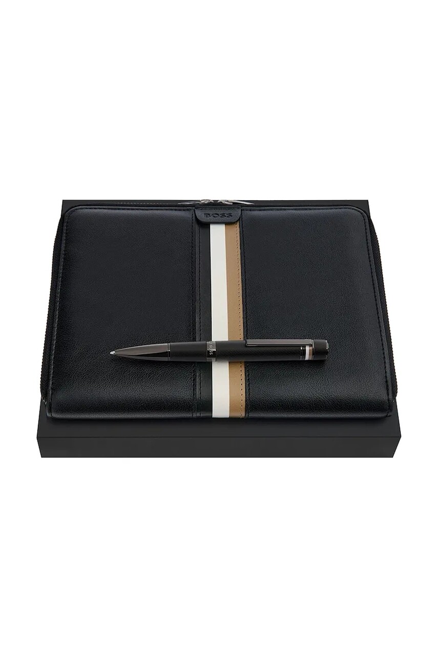 Darčeková sada s aktovkou a perom BOSS čierna farba