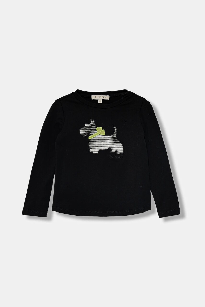 Detské tričko s dlhým rukávom Twinset čierna farba, 252GB2070