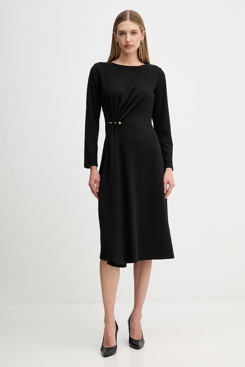 Šaty Sandro Ferrone čierna farba, midi, áčkový strih, S31YBFPONY