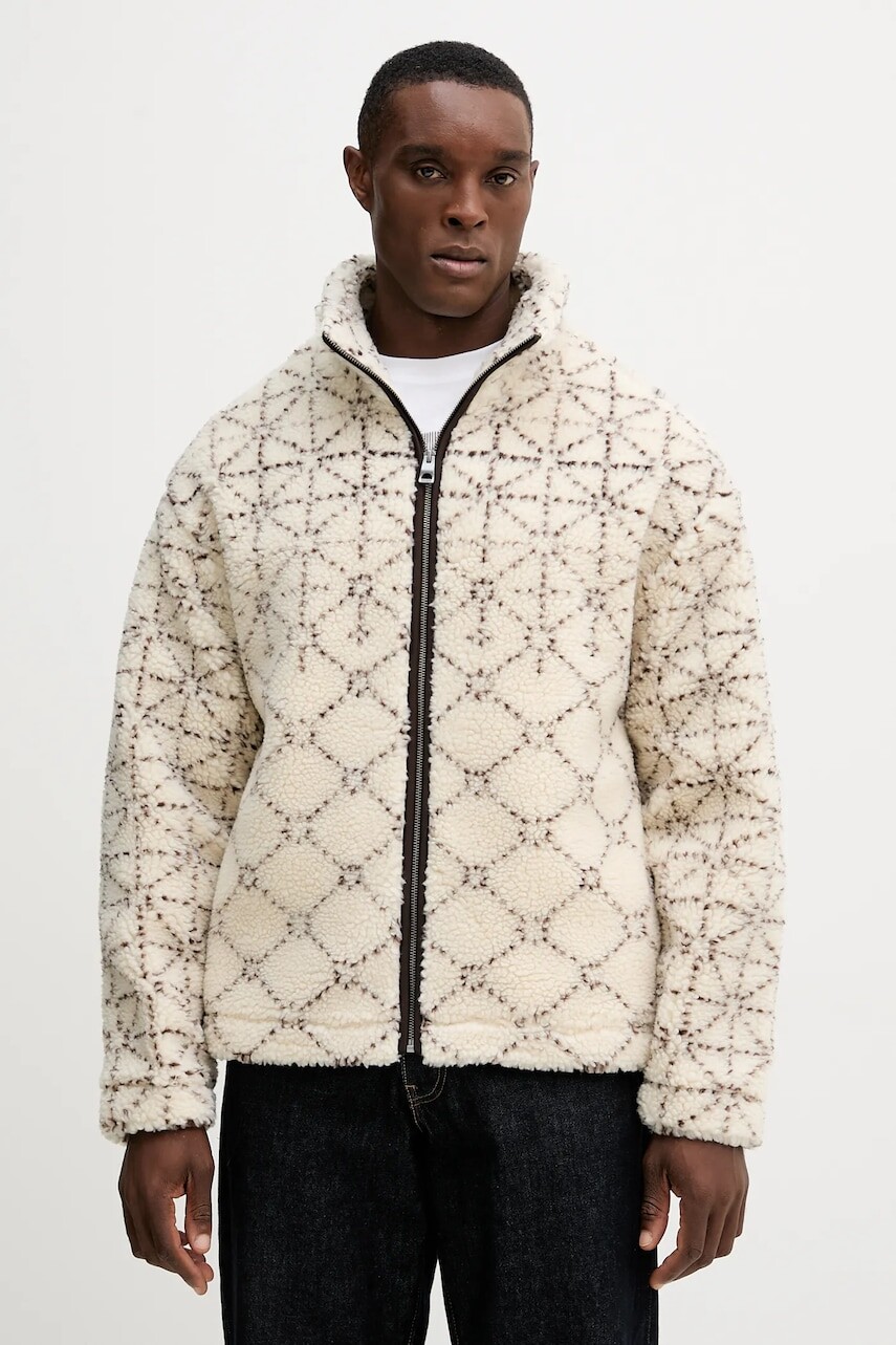 Fleecová mikina Guess SOLDIER béžová farba, vzorovaná, M5BL22 K9GV2