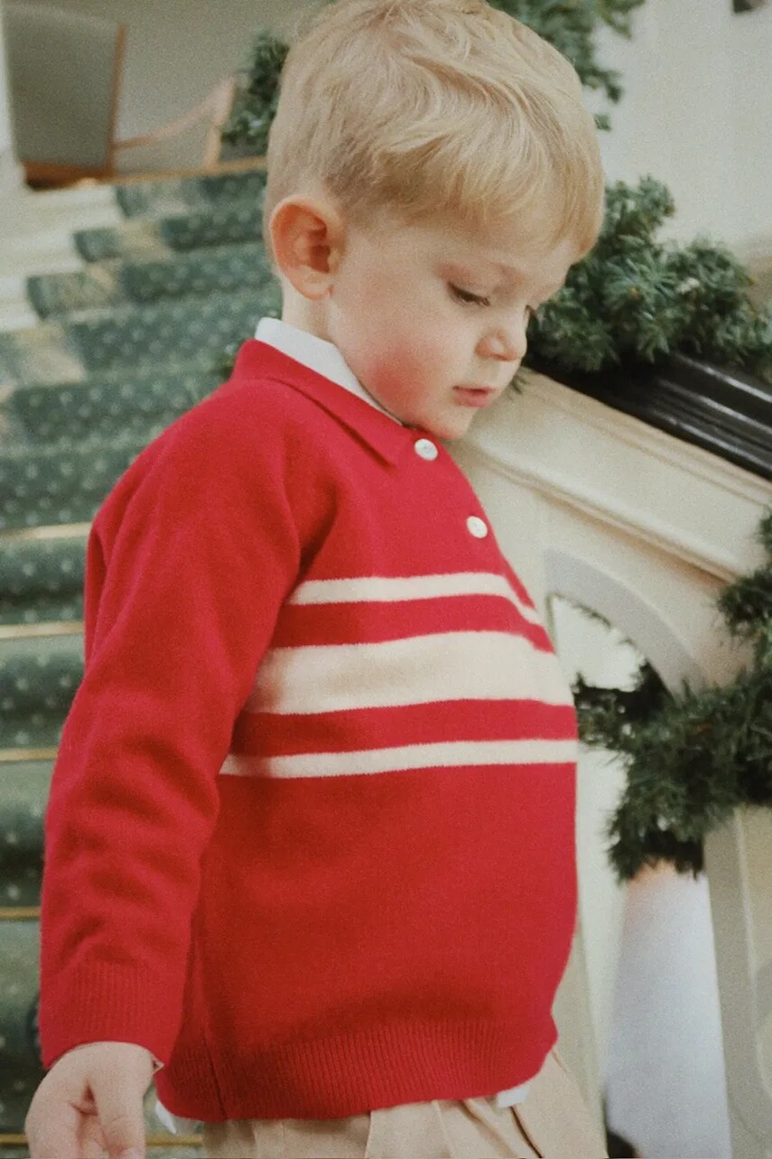 Detský vlnený sveter Konges Sløjd BASI POLO červená farba, ľahký, KS104213