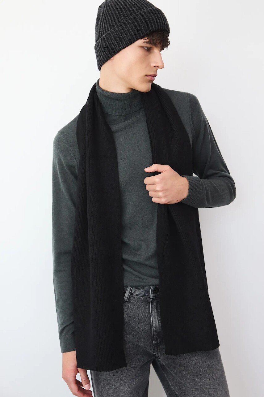 Šál Medicine čierna farba, jednofarebná