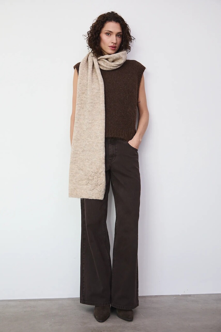 Šál Medicine béžová farba, melanžová