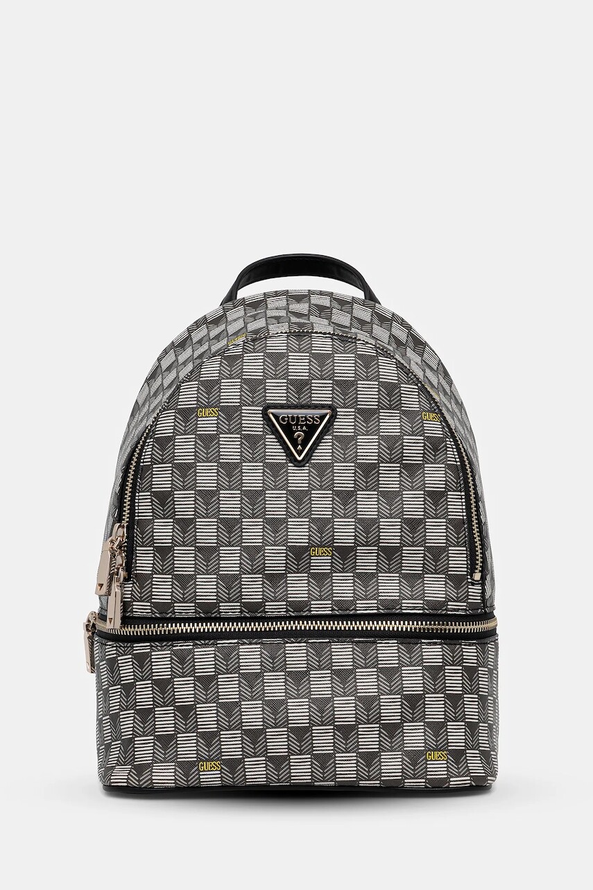 Ruksak Guess FOLLIE dámsky, čierna farba, malý, vzorovaný, TWLW96 76032