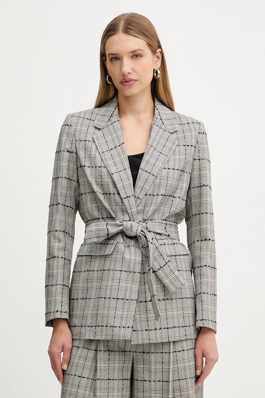 Sako Twinset šedá farba, jednoradové, vzorované, 252TP2180