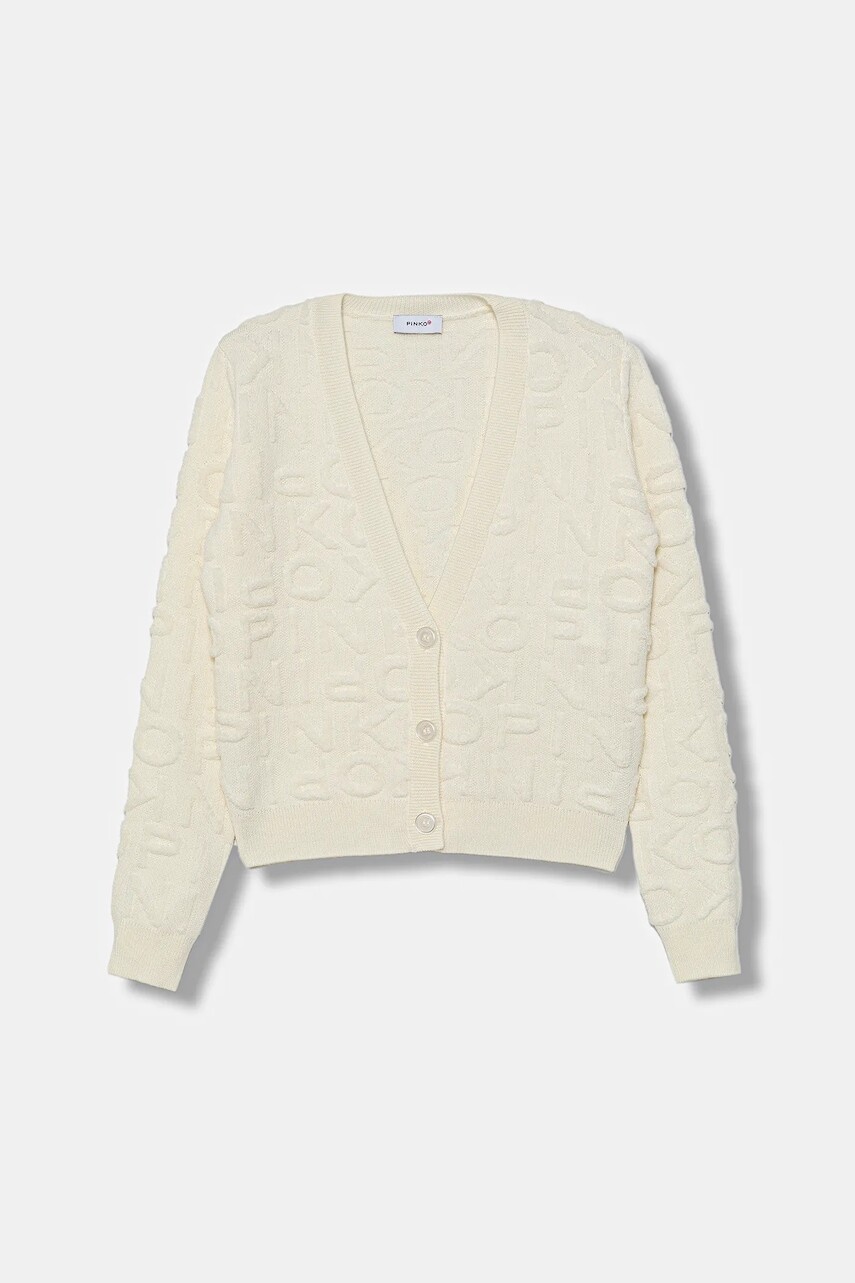 Detský vlnený kardigan Pinko béžová farba, KFMA014.C.FL083