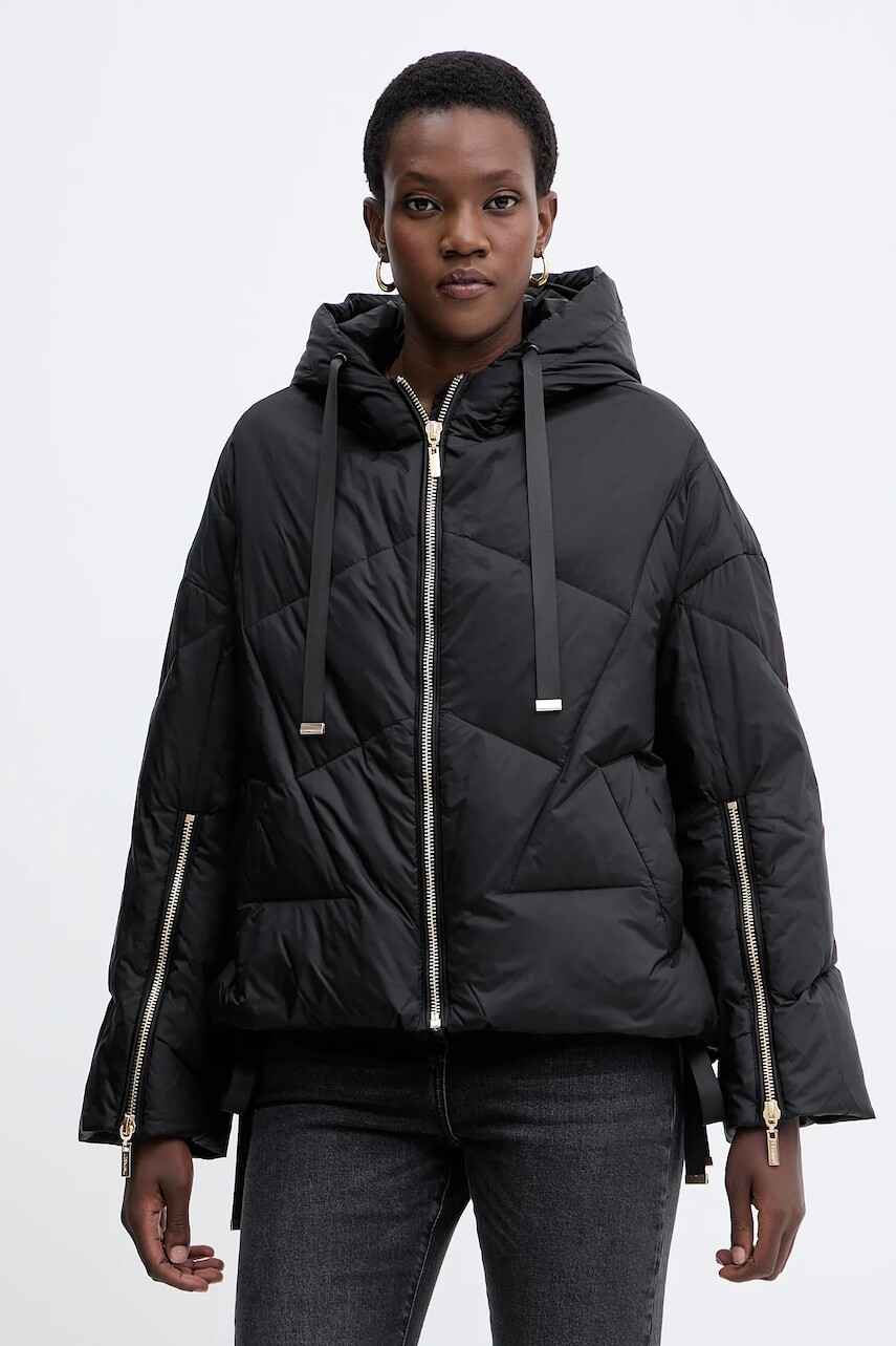 Páperová bunda Twinset čierna farba, zimná, oversize, 252TT2060