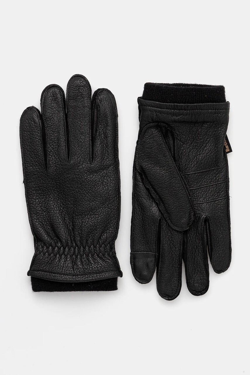 Kožené rukavice Barbour čierna farba, MGL0145