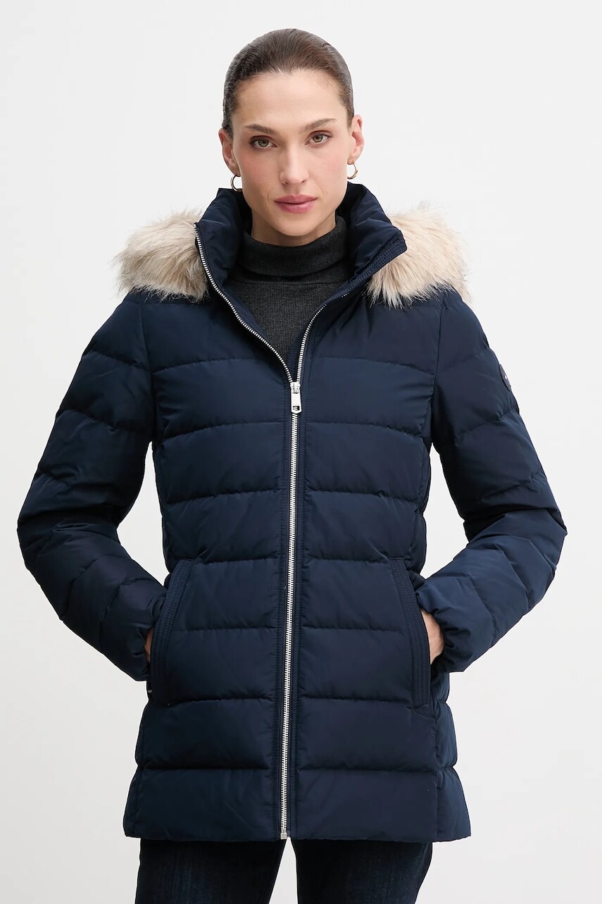 Páperová bunda Tommy Hilfiger tmavomodrá farba, zimná, WW0WW47542