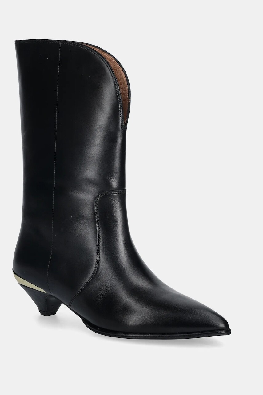 Kožené členkové topánky Love Moschino čierna farba, na nízkom podpätku, JA24363G0NIA0000