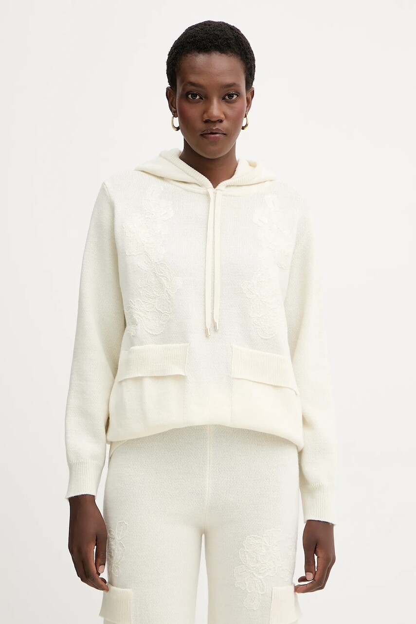 Sveter s prímesou vlny ERMANNO Firenze béžová farba, ľahký, 57TM034E85