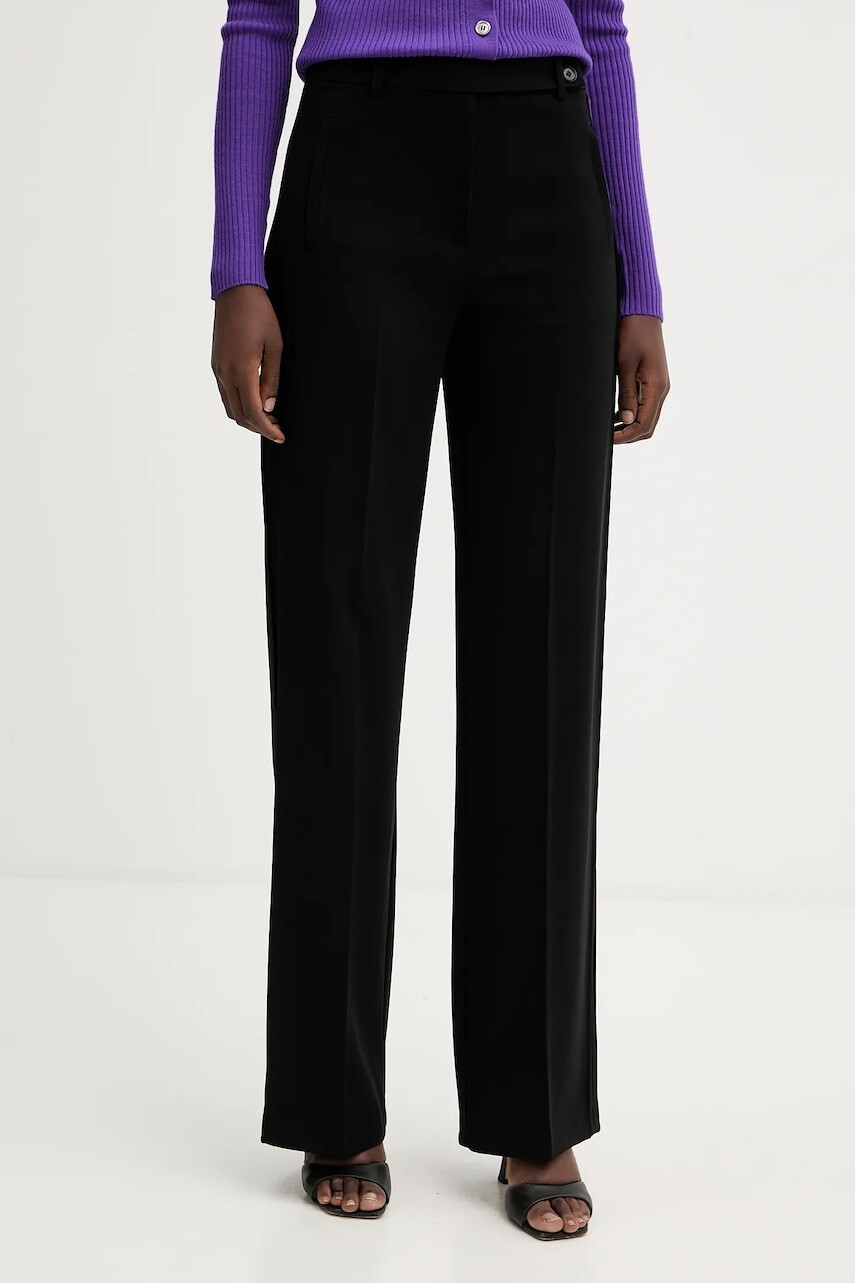 Nohavice Pinko čierna farba, rovný strih, vysoký pás, 106145 A304