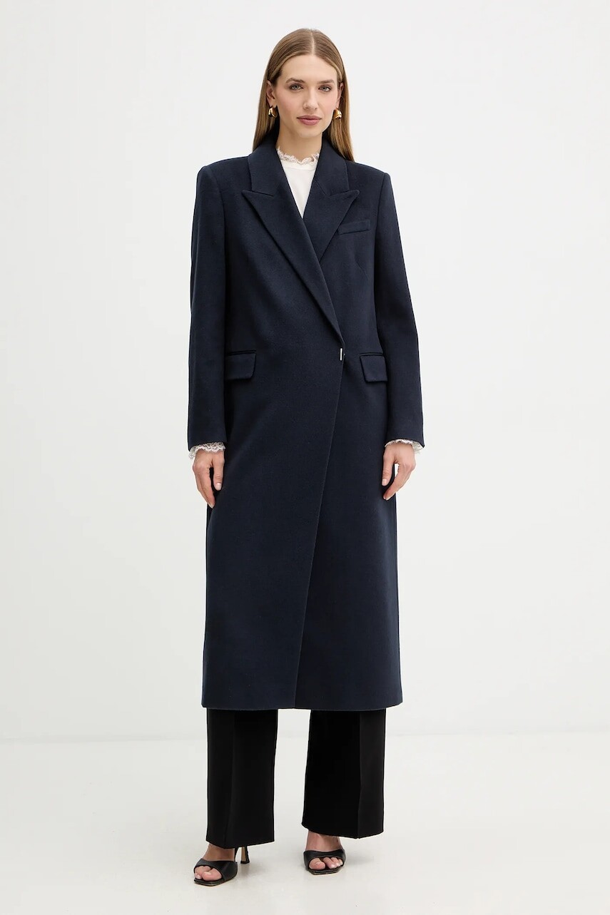 Kašmírový kabát BOSS tmavomodrá farba, 50548726